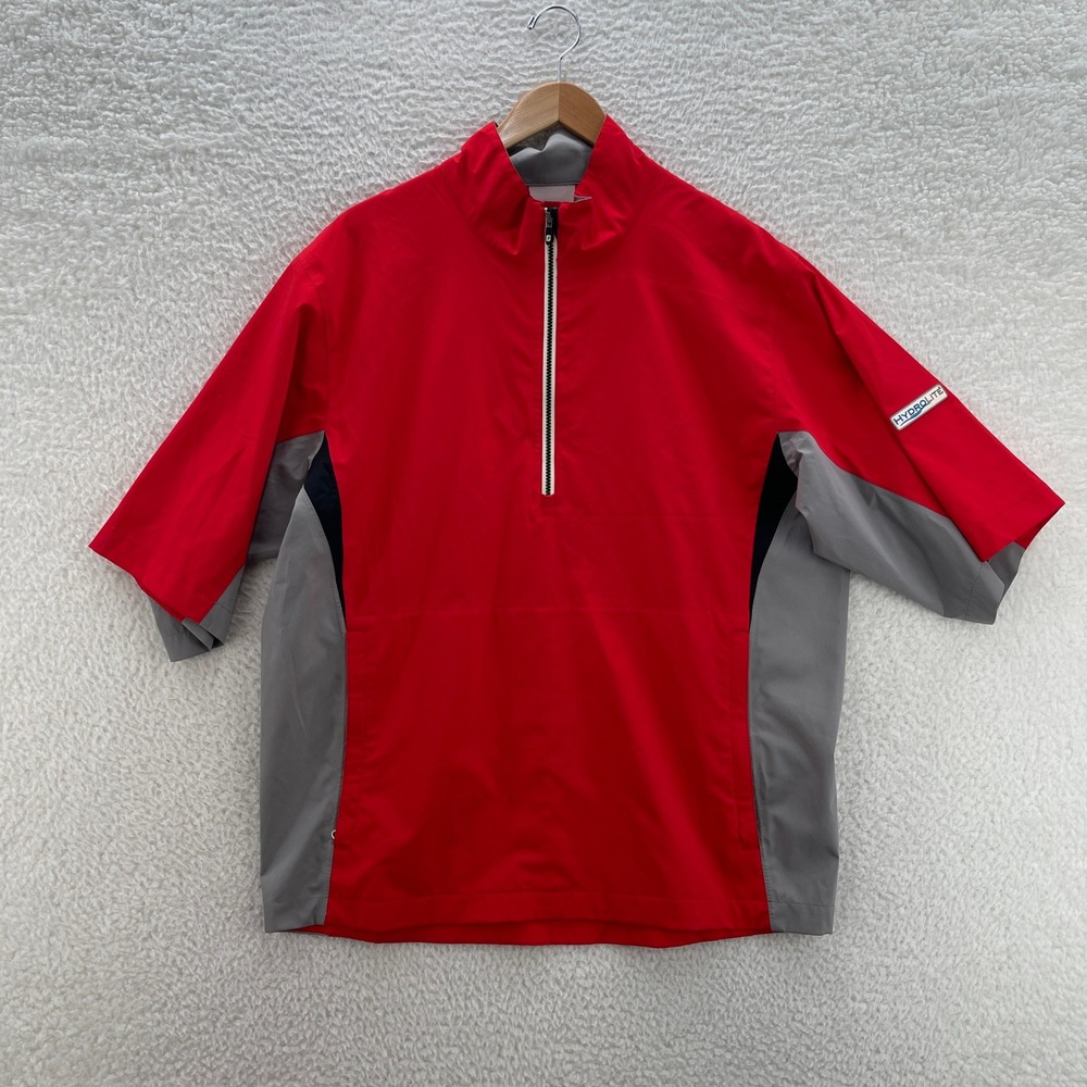 FootJoy DryJoys Rain Jacket Mens Medium Red Hydrolite Short Sleeve Golf Outdoor
